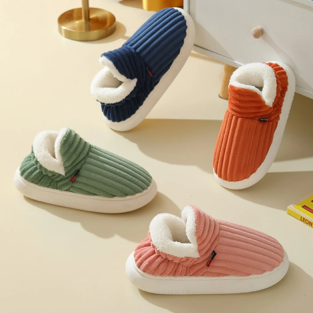 Fleece Slippers with Textured Grip Sole and Extended Ankle Coverage, Unisex