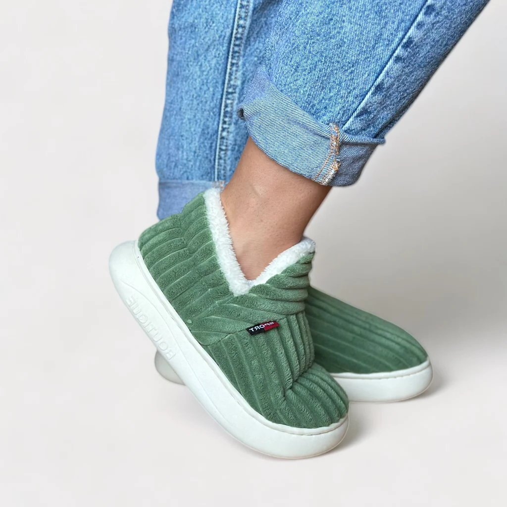 Fleece Slippers with Textured Grip Sole and Extended Ankle Coverage, Unisex