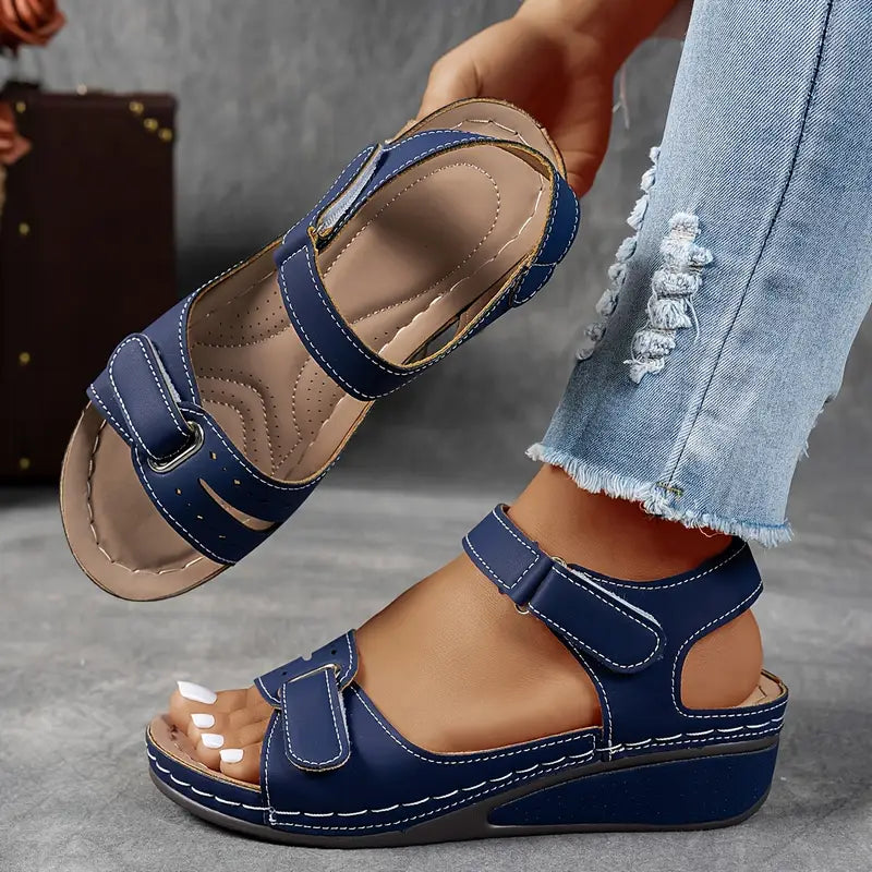 Orthopedic Wedge Sandals with Adjustable Strap and Contoured Footbed