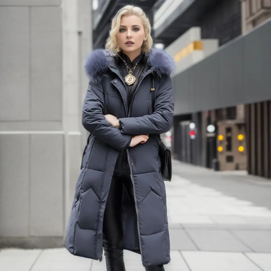 Women's Quilted Winter Coat with Trimmed Hood and Tailored Silhouette, Machine Washable