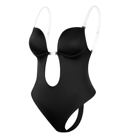 Backless Body Shaper with Deep V Front and Adjustable Straps, Medium-Firm Control