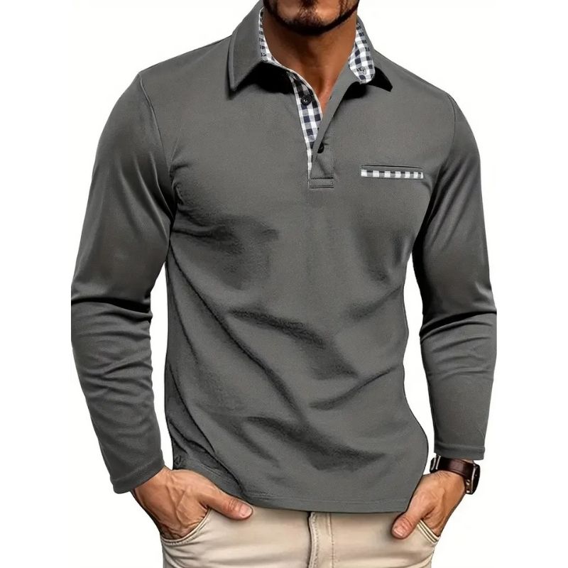 Mens Long Sleeve Polo Shirt with Breathable Fabric, Quick Dry