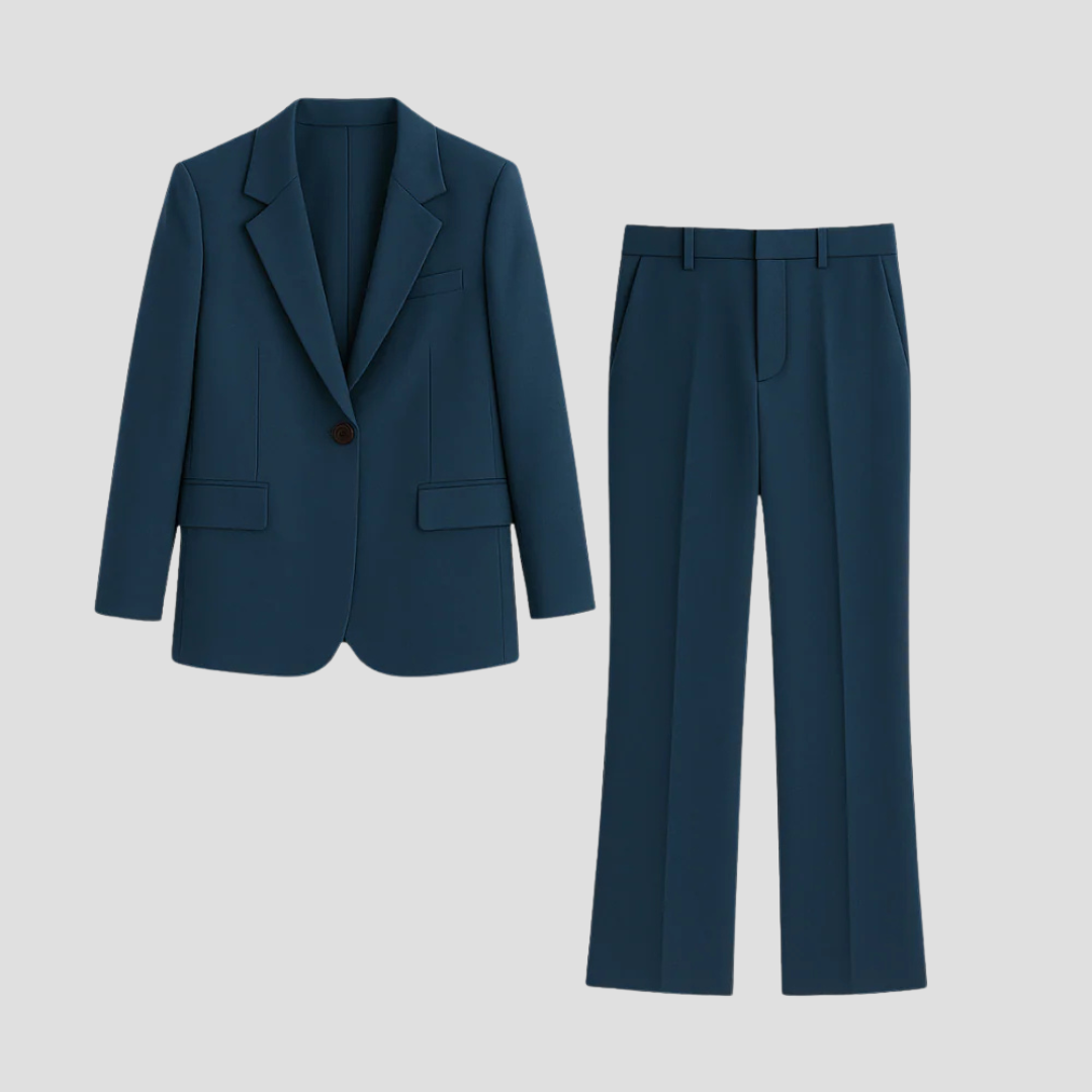 Women's Suit Set with Long Blazer and Matching Trousers