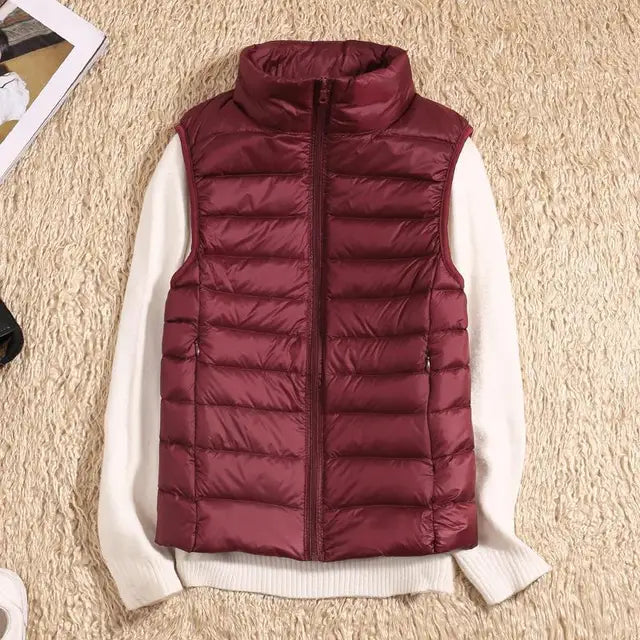 Women's Lightweight Puffer Vest with Full-Length Zip and Quilted Silhouette