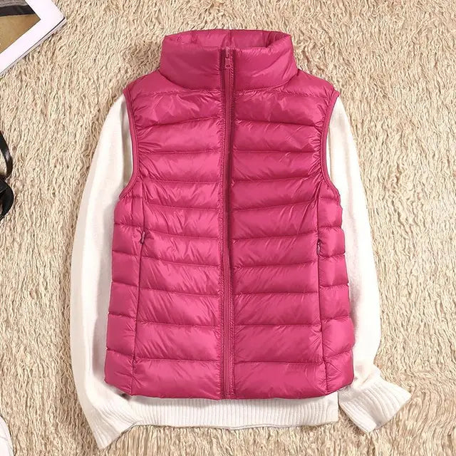 Women's Lightweight Puffer Vest with Full-Length Zip and Quilted Silhouette