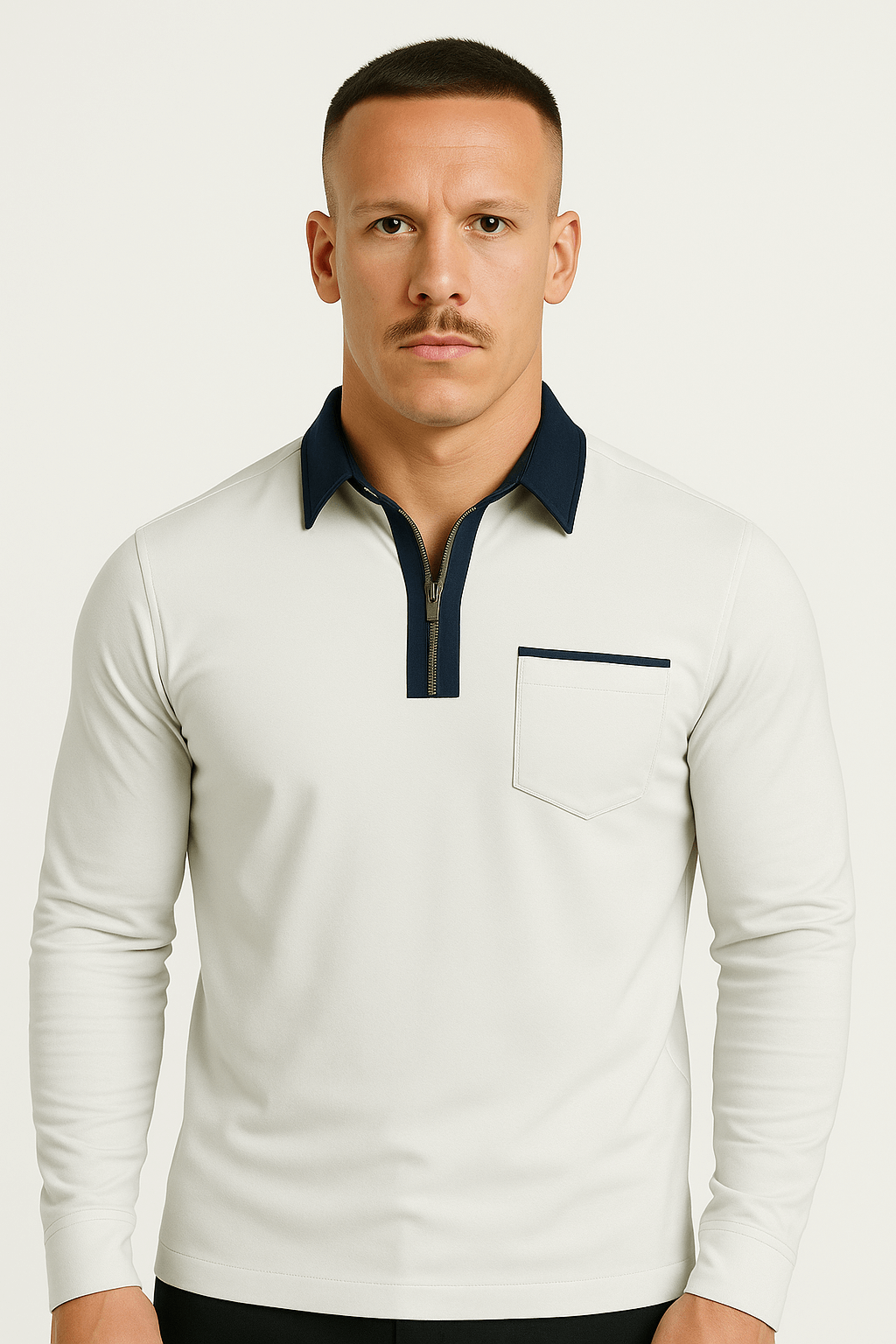 LumiNovi | Colorblock Long Sleeve Polo Shirt