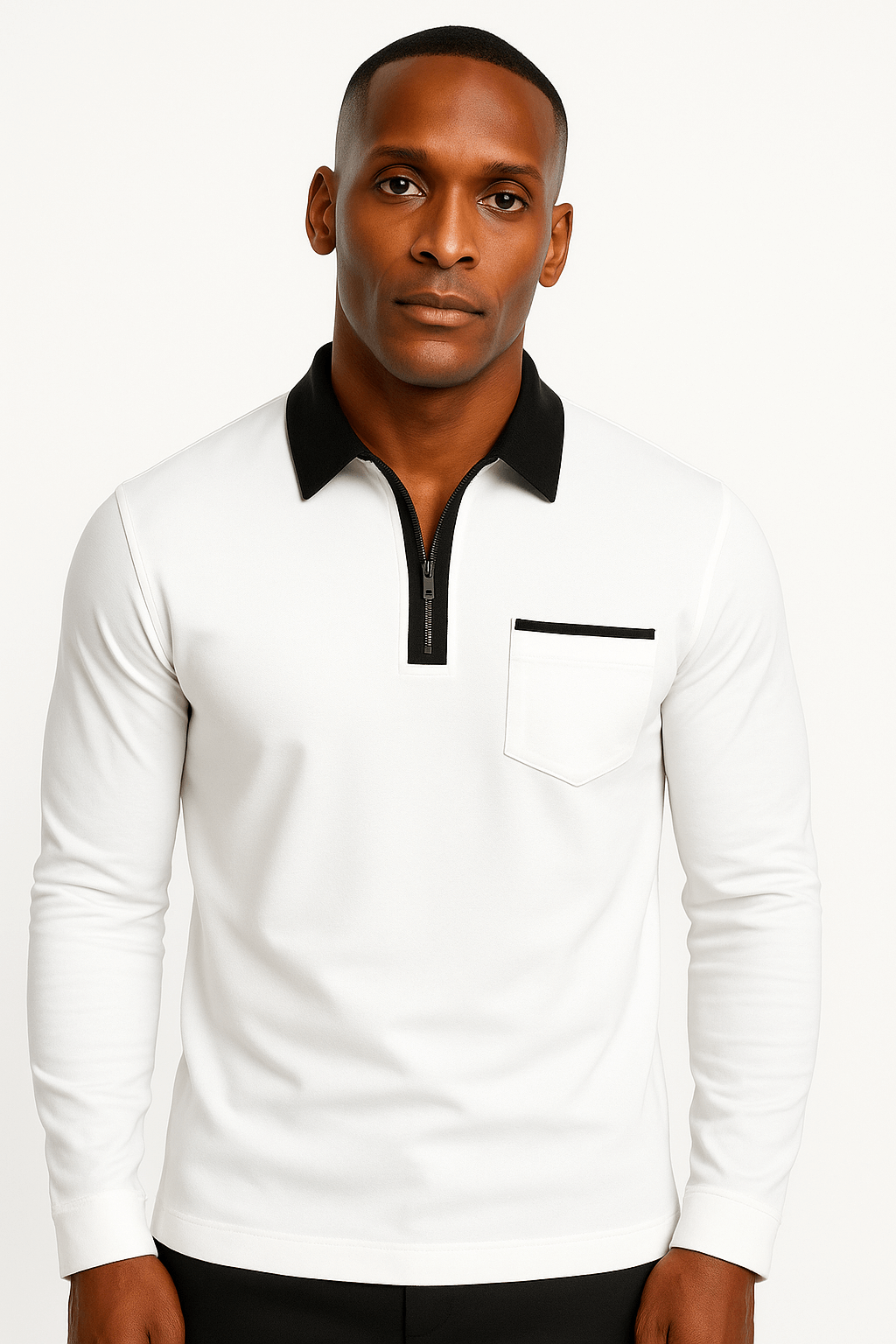 LumiNovi | Colorblock Long Sleeve Polo Shirt
