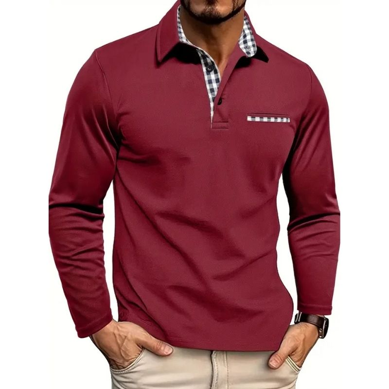 Mens Long Sleeve Polo Shirt with Breathable Fabric, Quick Dry