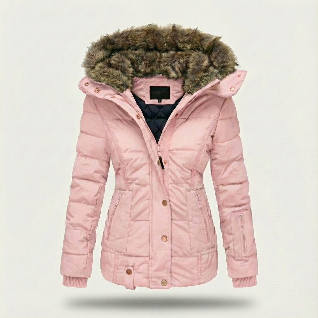 Women's Insulated Puffer Jacket with Faux-Fur Lined Hood and Quilted Fill, Water-Resistant