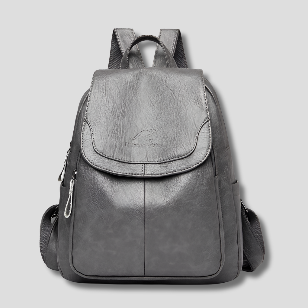 Anti-Theft Backpack for Women with Embossed Leather and Padded Interior, Dust Bag Included