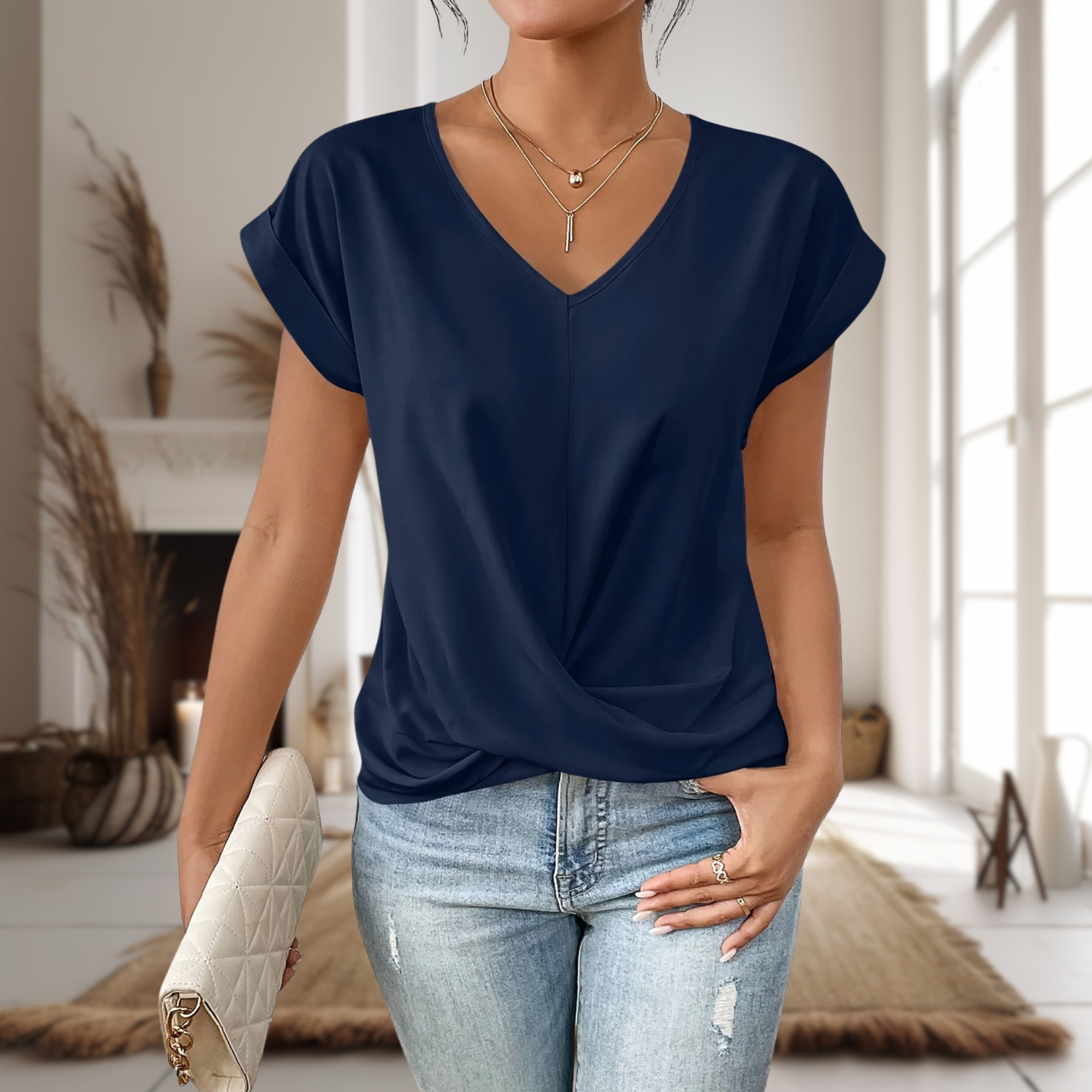 Womens Sweetheart Neckline T-Shirt with Lightweight Stretch and Breathable Fabric