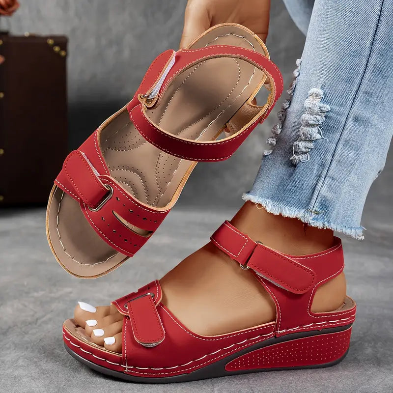 Orthopedic Wedge Sandals with Adjustable Strap and Contoured Footbed