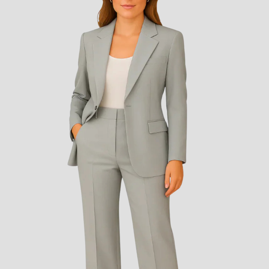 Women's Suit Set with Long Blazer and Matching Trousers