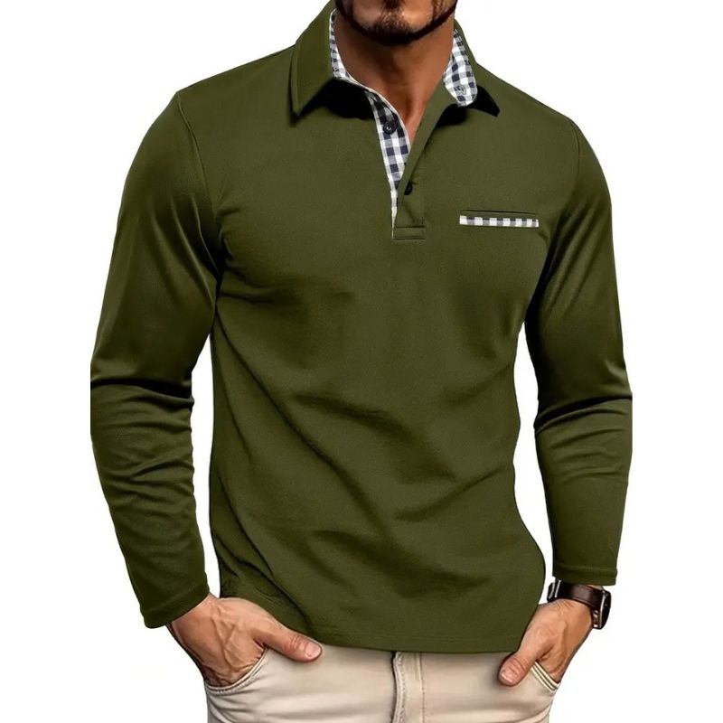 Mens Long Sleeve Polo Shirt with Breathable Fabric, Quick Dry