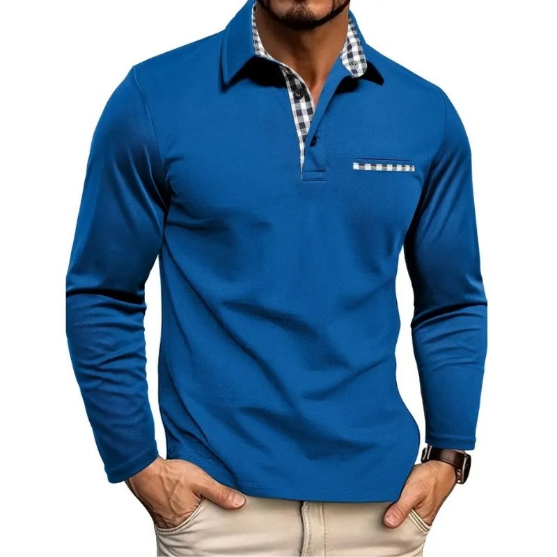 Mens Long Sleeve Polo Shirt with Breathable Fabric, Quick Dry