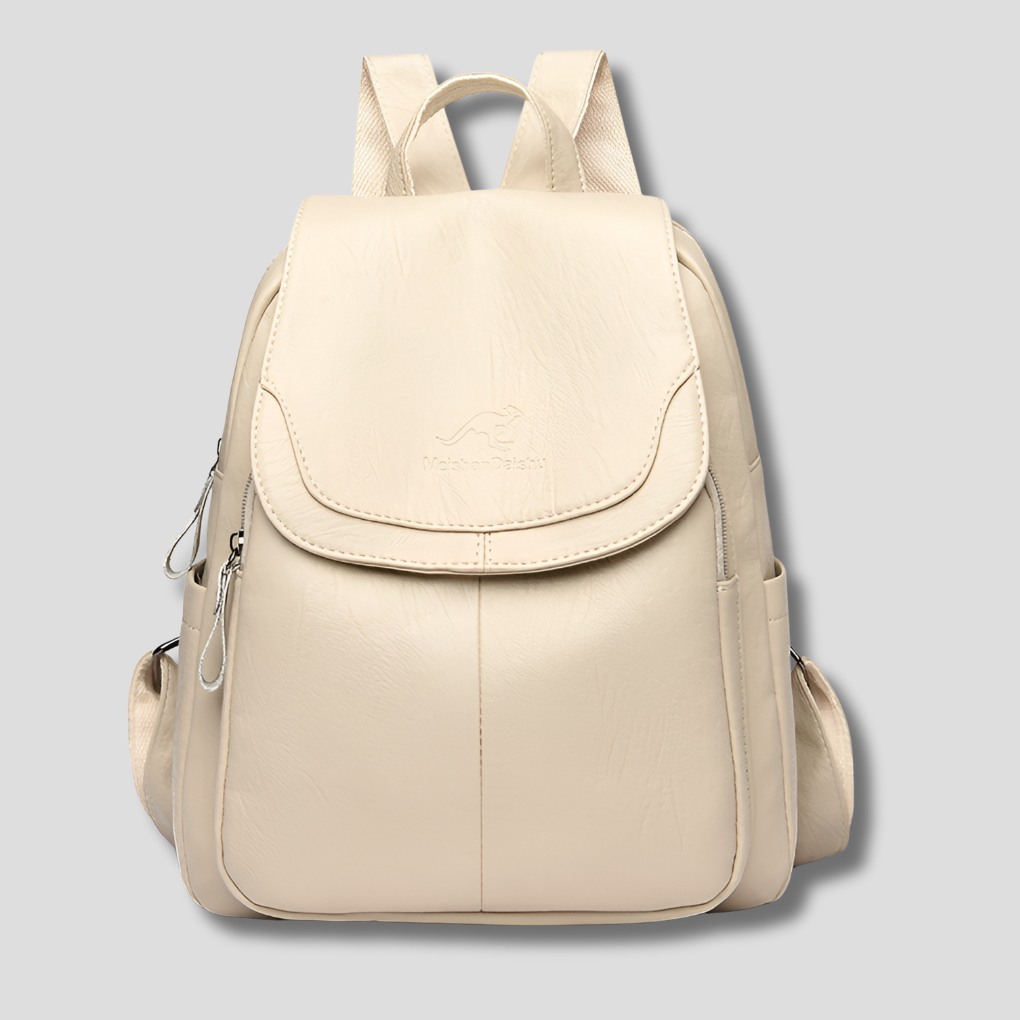 Anti-Theft Backpack for Women with Embossed Leather and Padded Interior, Dust Bag Included