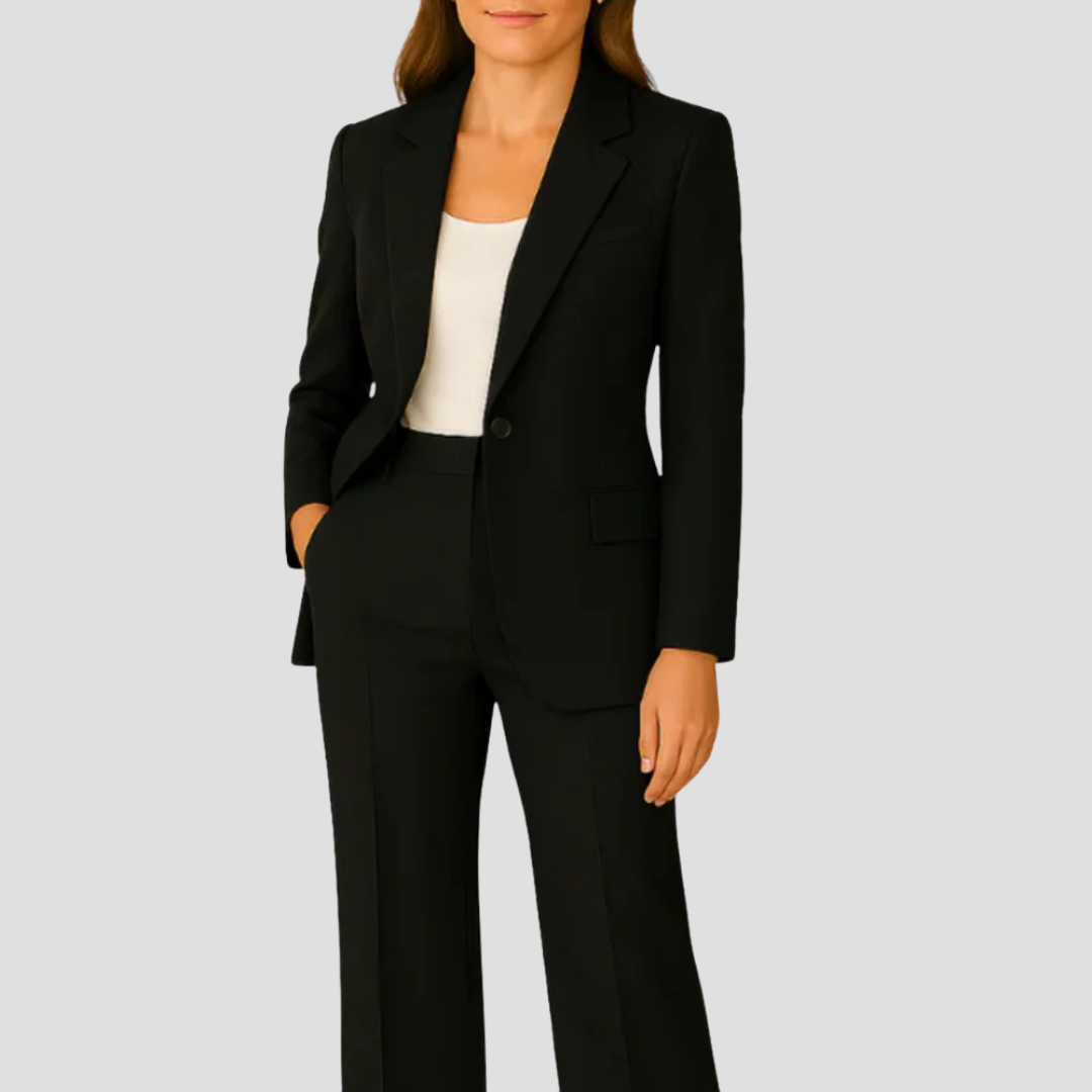 Women's Suit Set with Long Blazer and Matching Trousers
