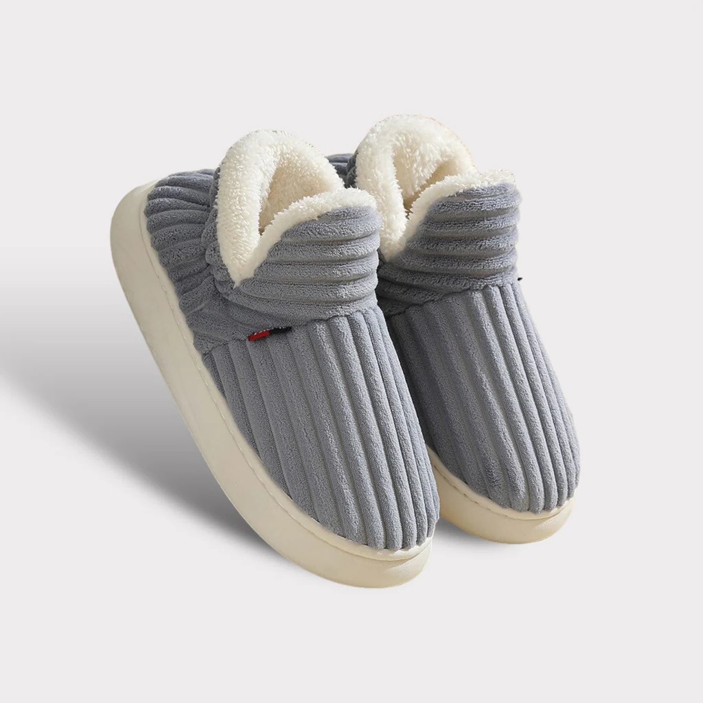 Fleece Slippers with Textured Grip Sole and Extended Ankle Coverage, Unisex