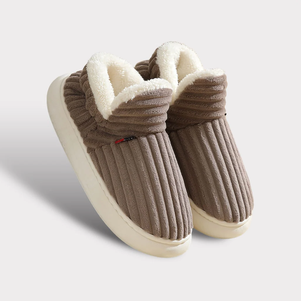 Fleece Slippers with Textured Grip Sole and Extended Ankle Coverage, Unisex