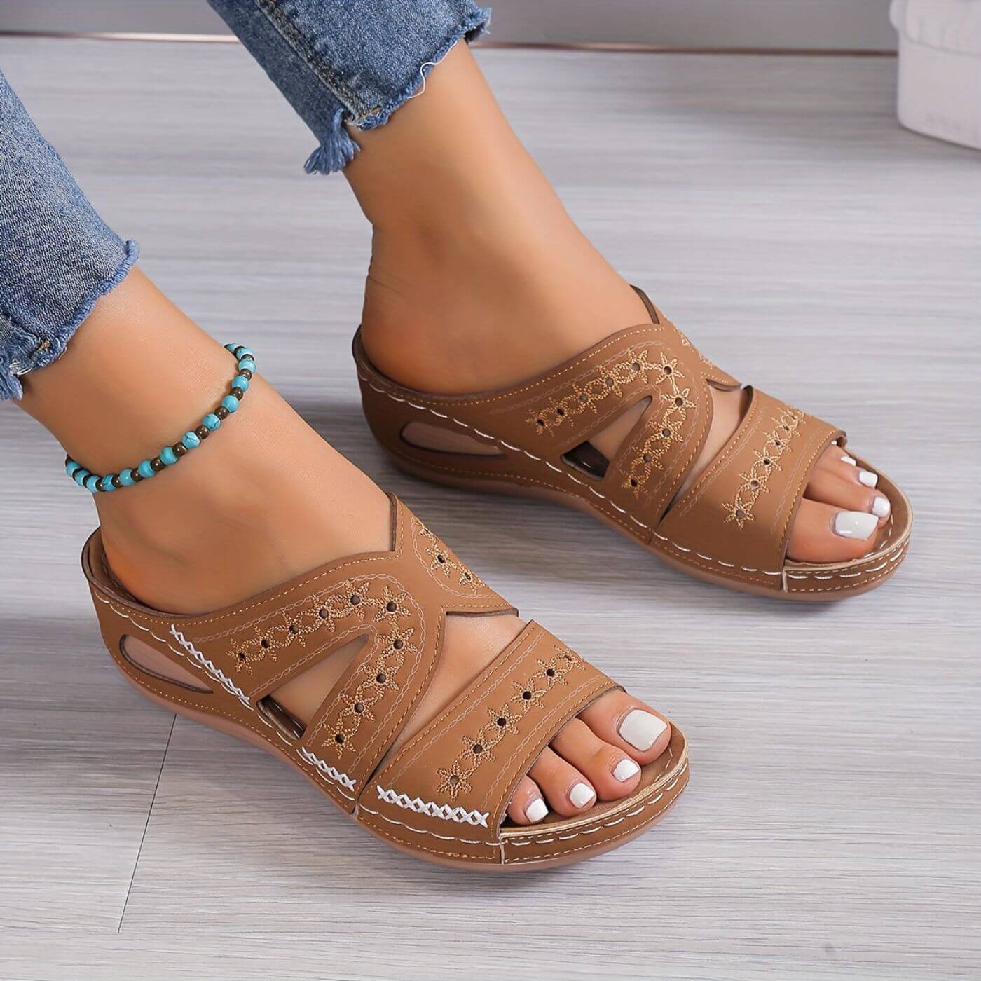 Orthopedic Sandals with Gel-Infused Sole and Slip-Resistant Outsole for Women