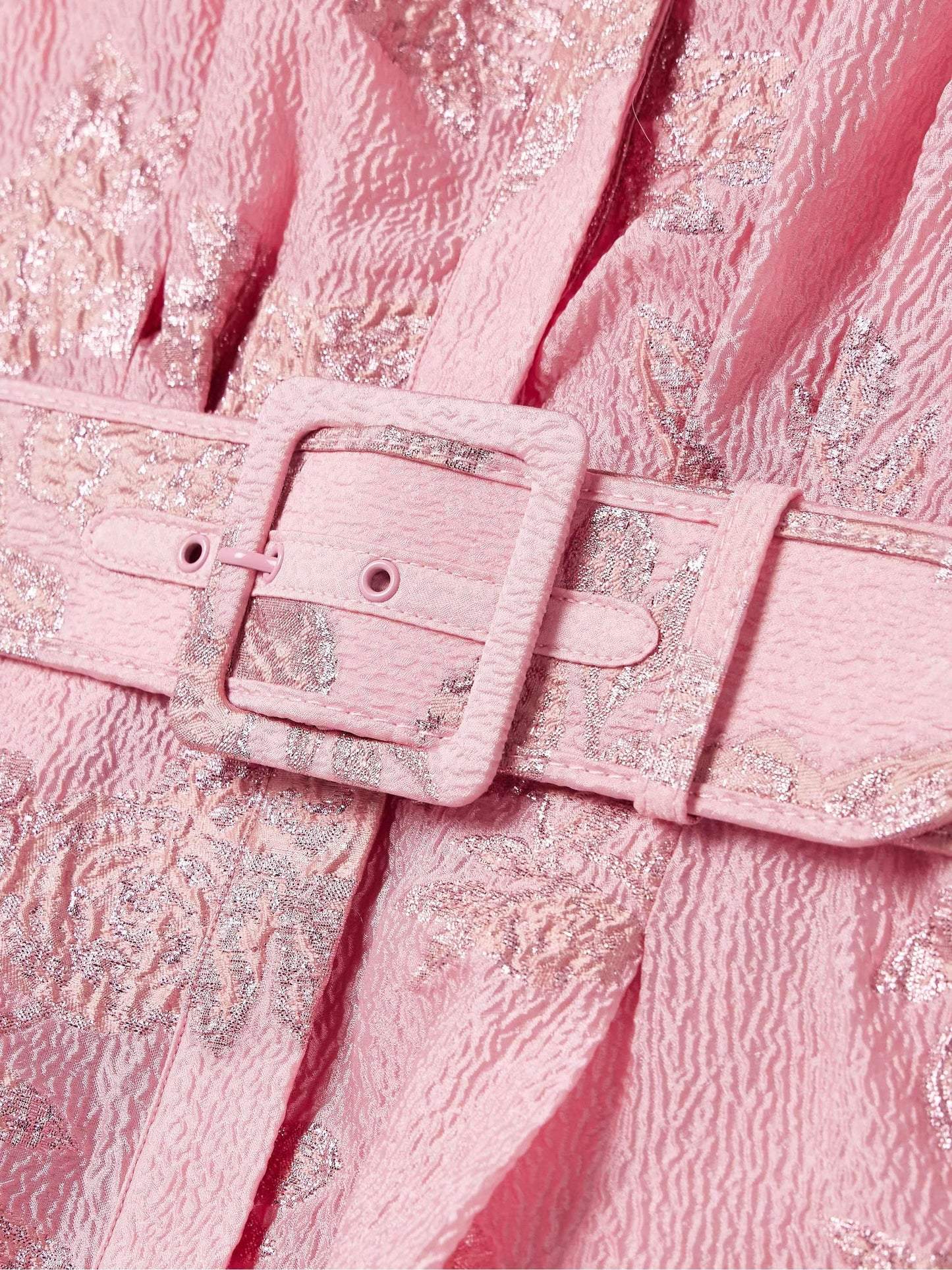 Women's Floral Dress with Puff Sleeves and Belted Waist