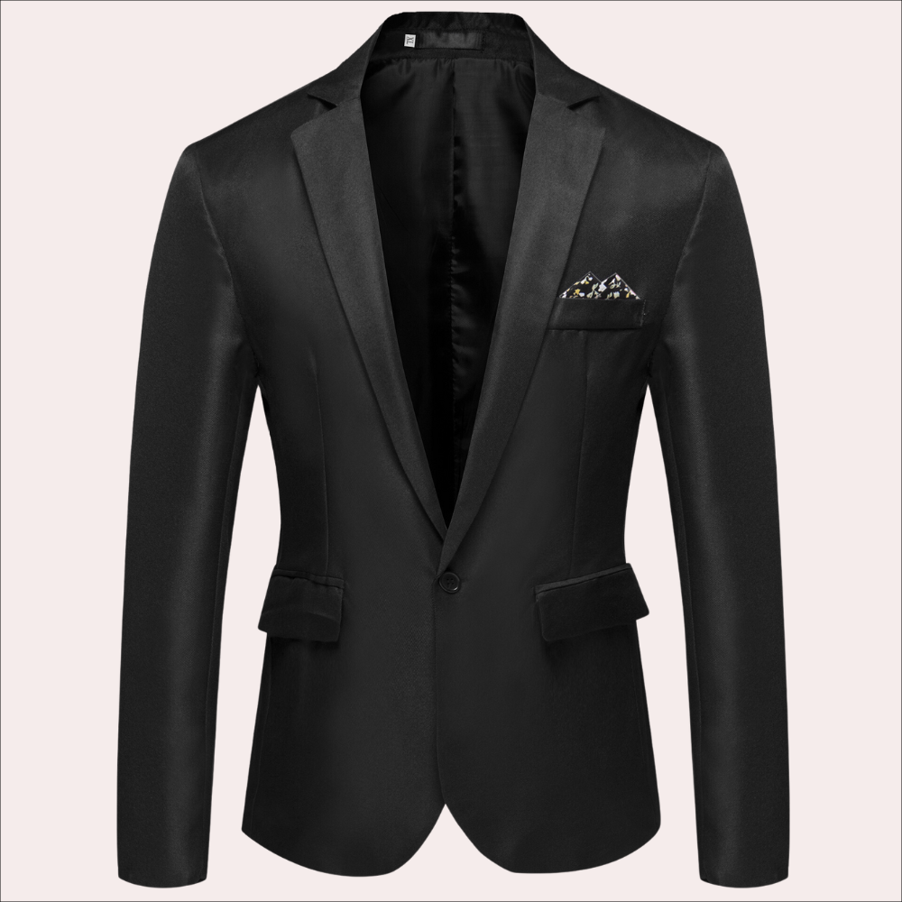 Men's Blazer with Breathable Blend and Notch Lapel, Single-Button Closure