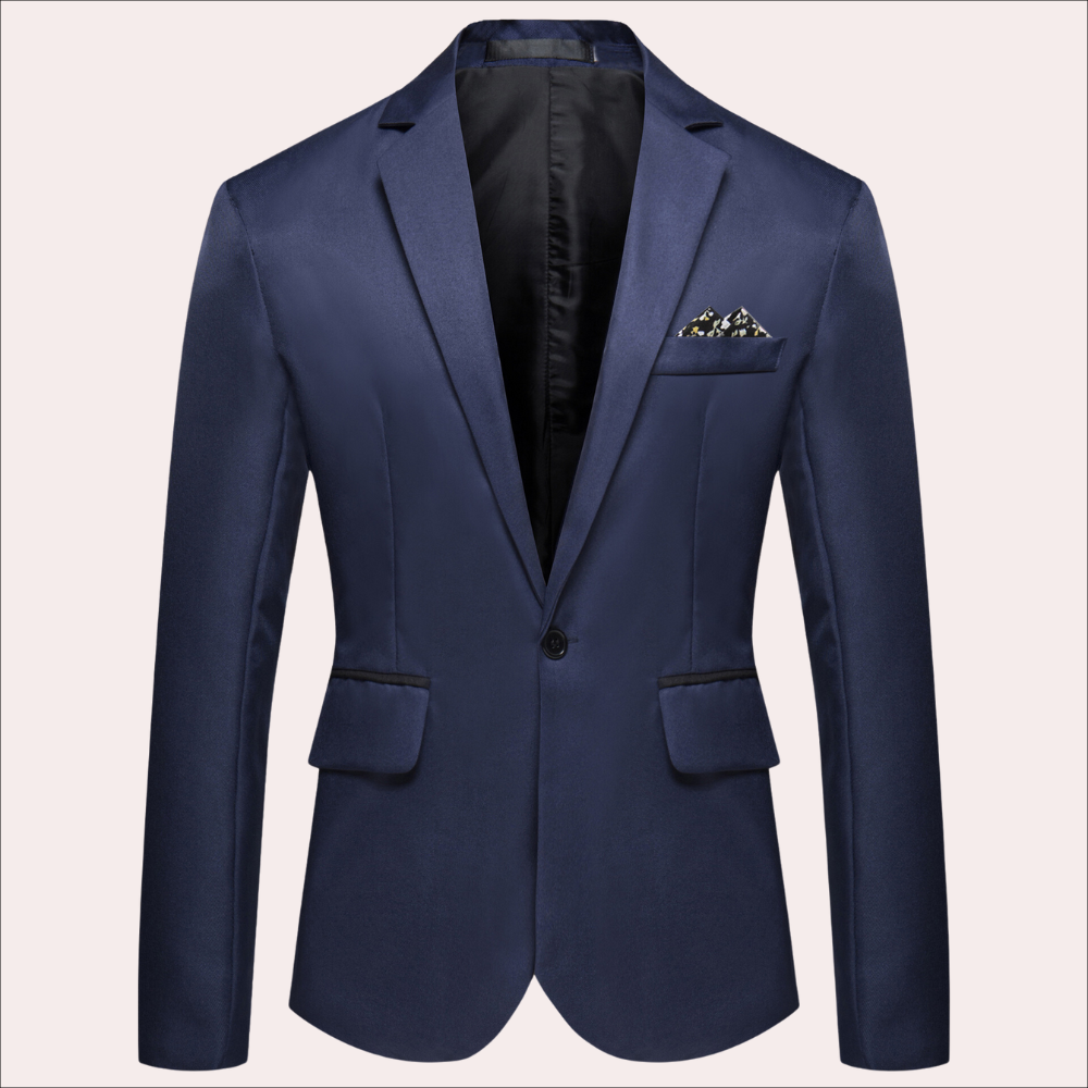 Men's Blazer with Breathable Blend and Notch Lapel, Single-Button Closure