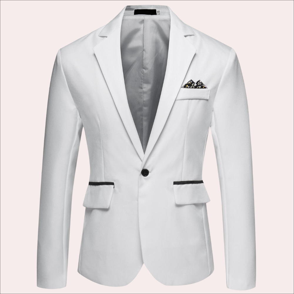 Men's Blazer with Breathable Blend and Notch Lapel, Single-Button Closure