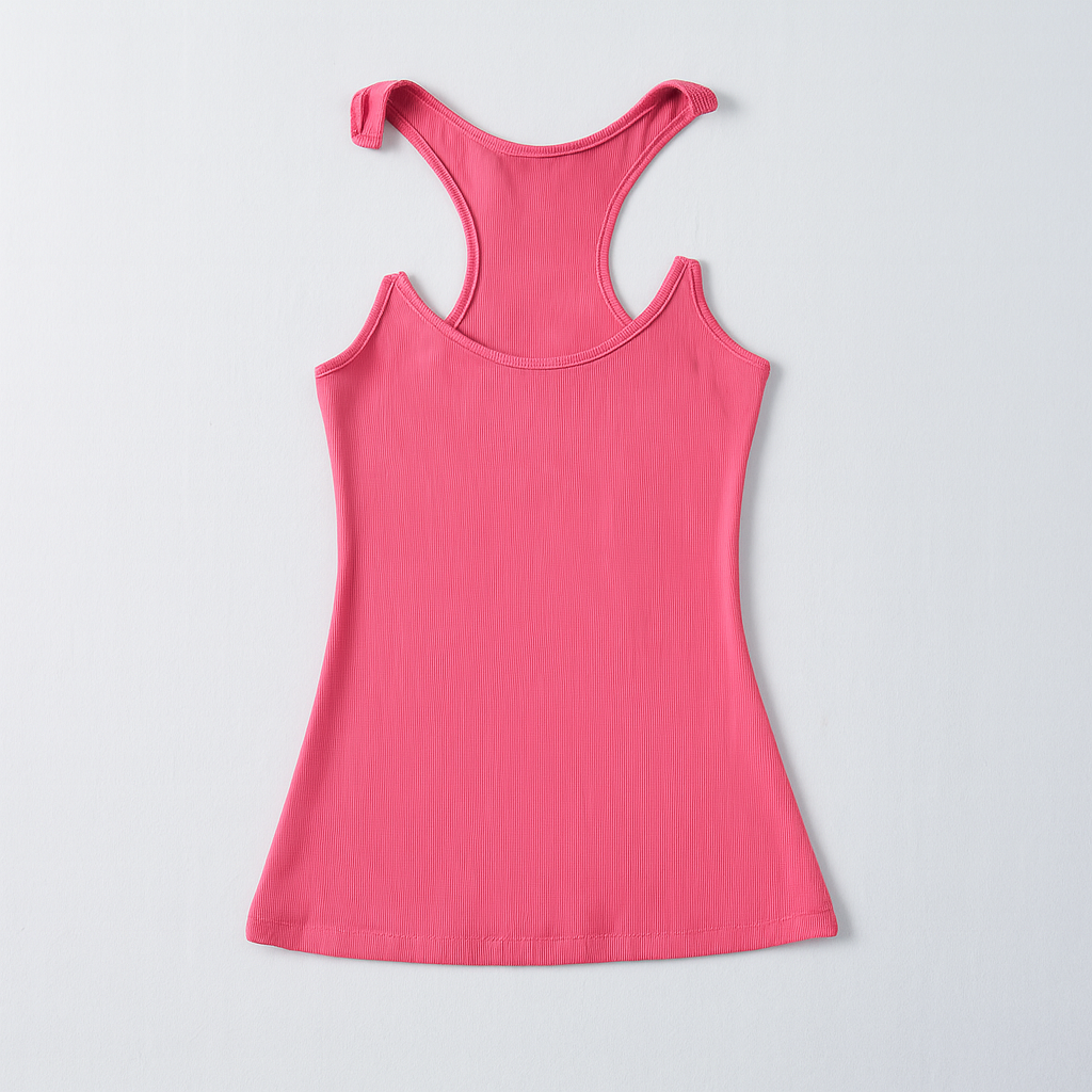 Ribbed Tank Top with Invisible Straps and Straight Neckline, Slim Fit