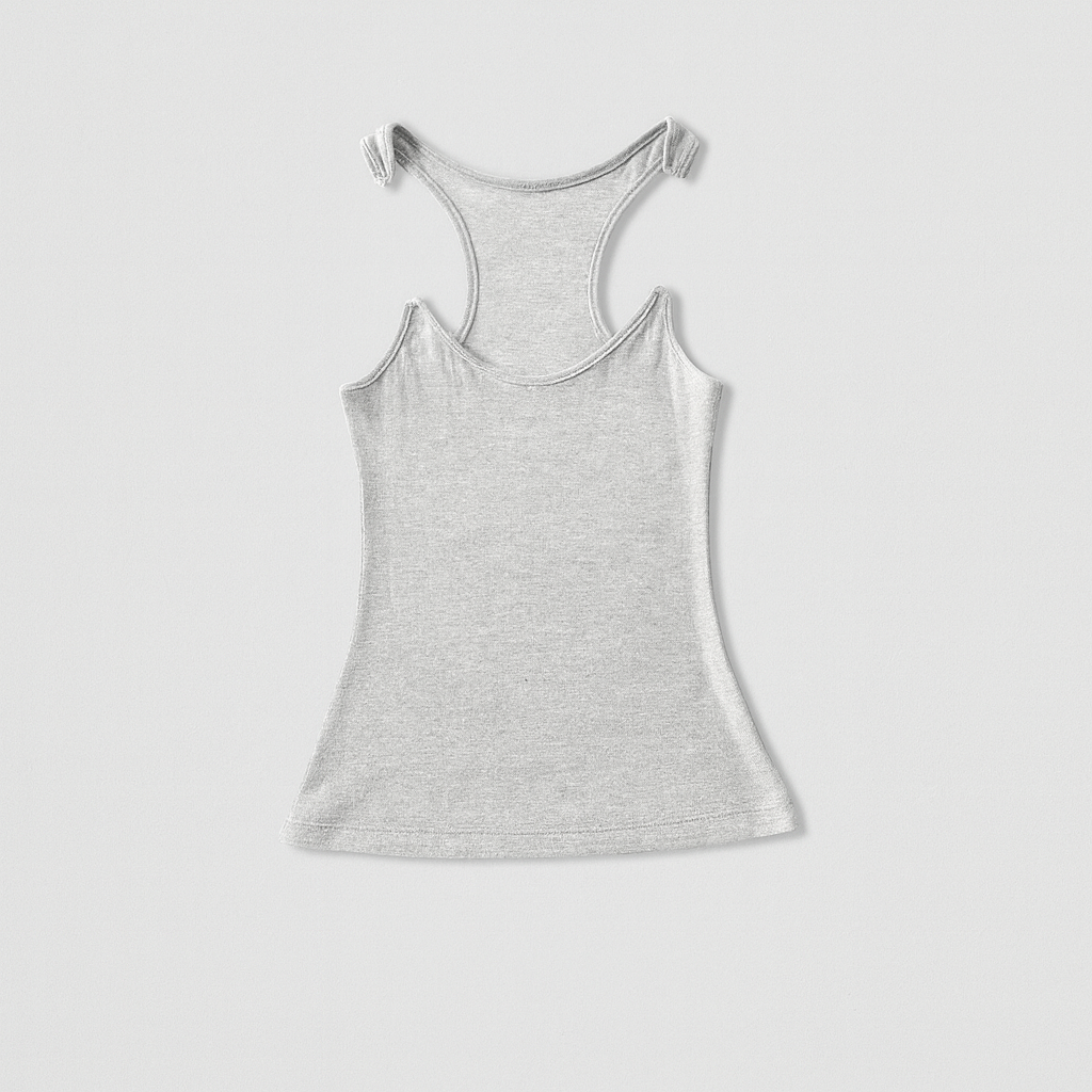 Ribbed Tank Top with Invisible Straps and Straight Neckline, Slim Fit