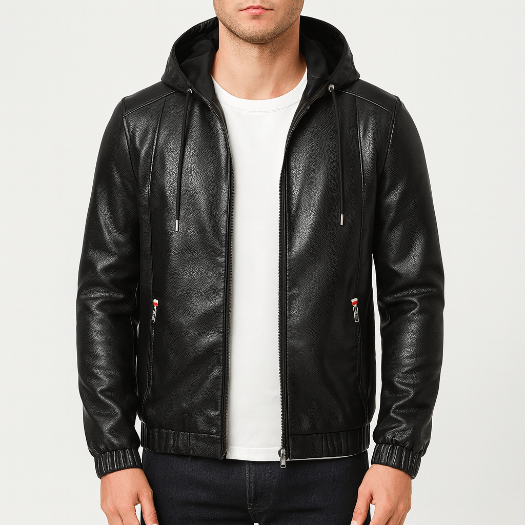 LUMINOVI | Hooded Leather Jacket