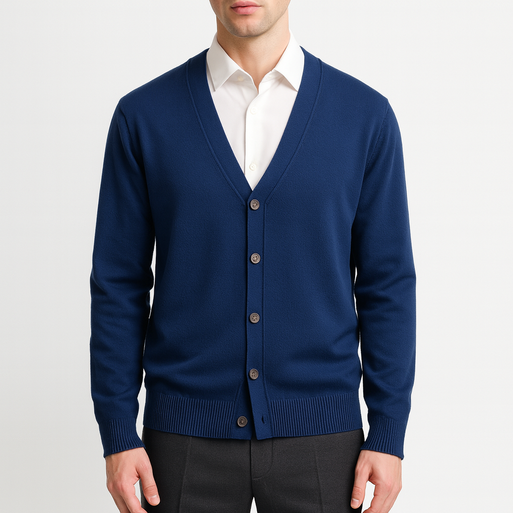 LUMINOVI | Fine Knit V-Neck Cardigan