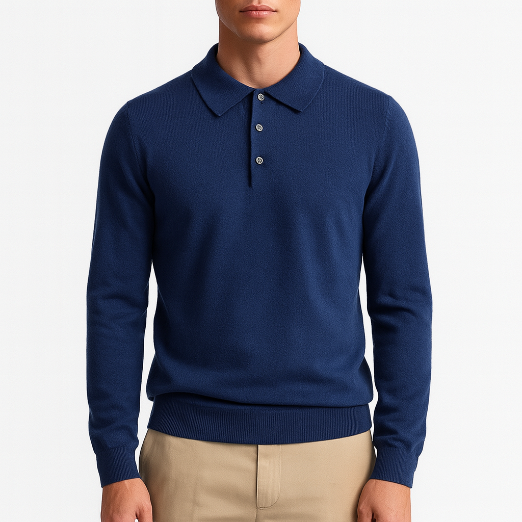 LUMINOVI | Knit Polo Sweatshirt