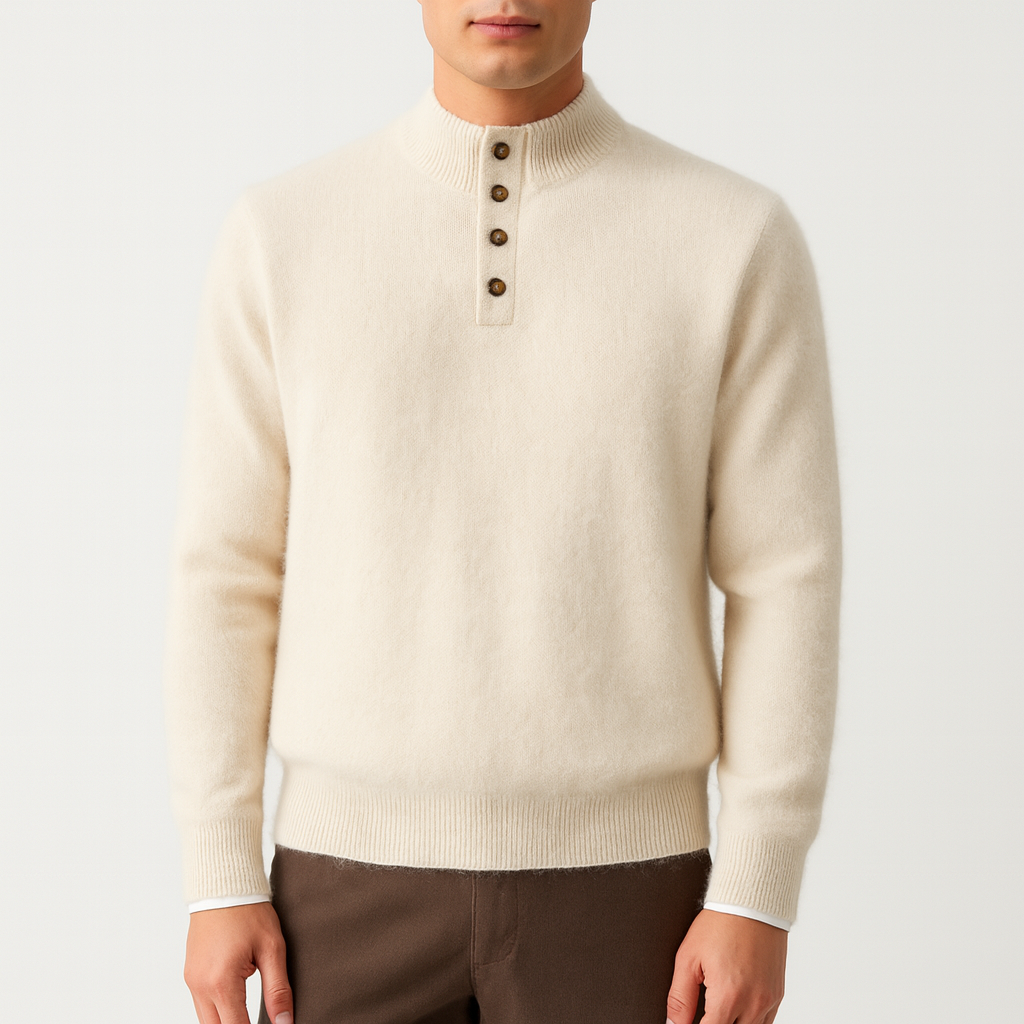 LUMINOVI | Fine Knit Mock Neck Sweater