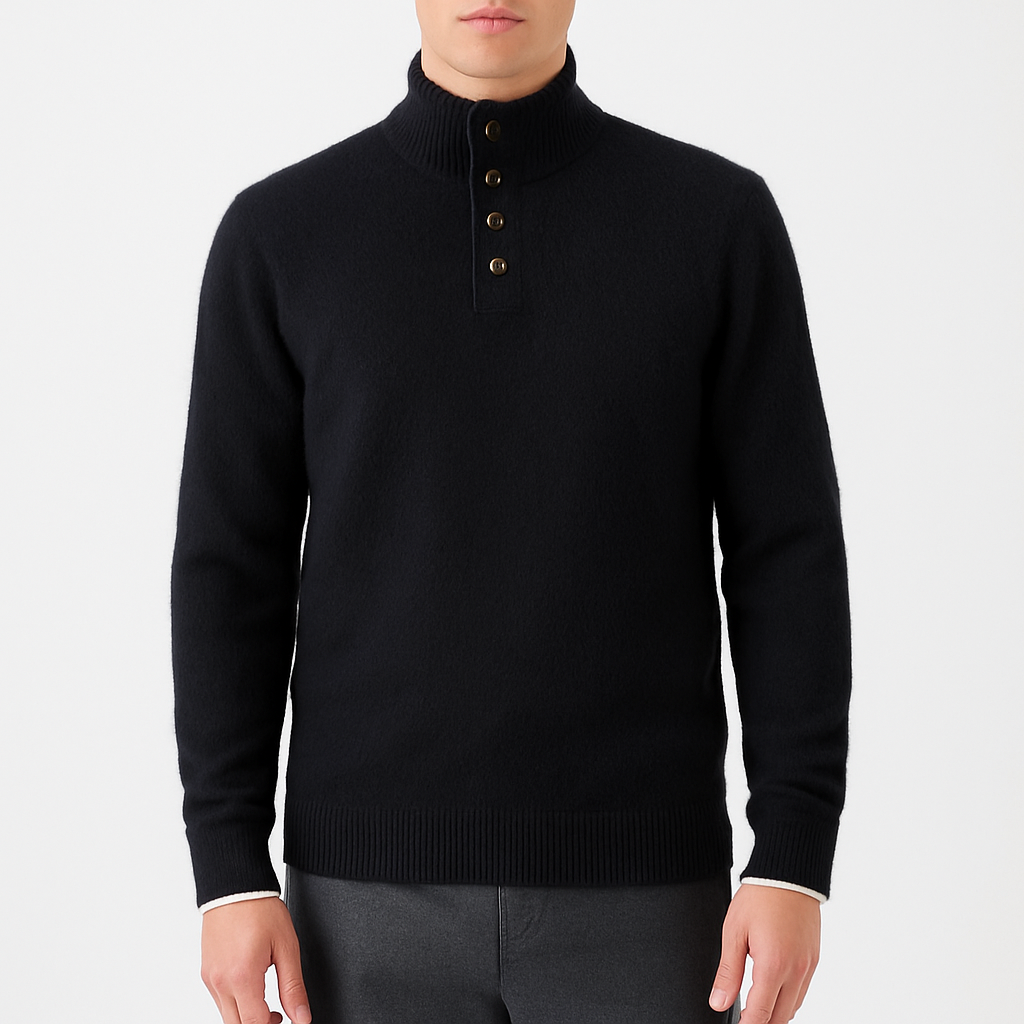 LUMINOVI | Fine Knit Mock Neck Sweater