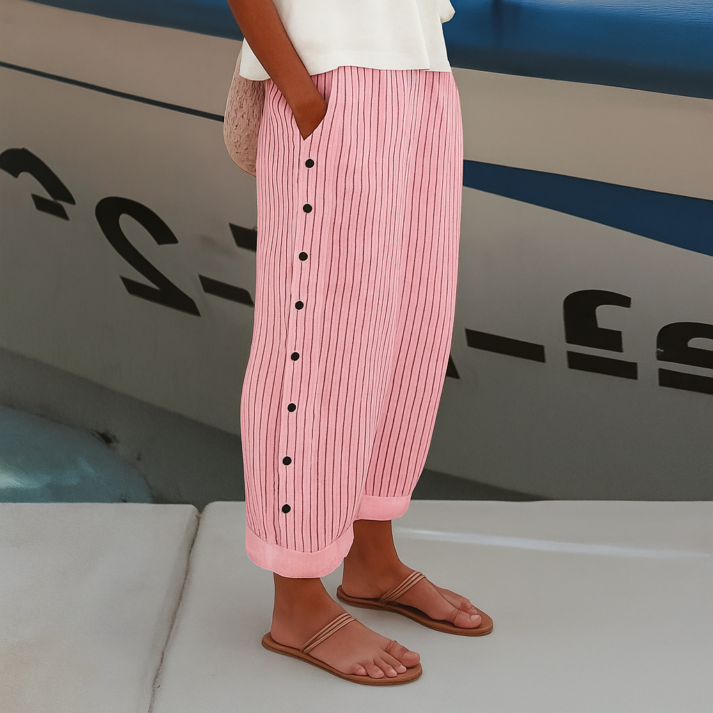 Lightweight Breathable Pants with Elastic Waist and Deep Side Pockets, Straight Leg Fit