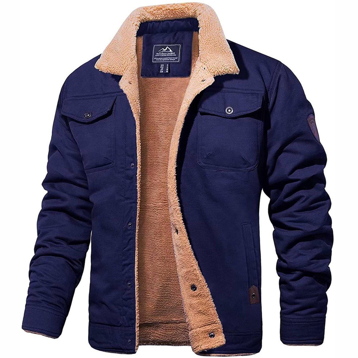 Men's Quilted Lined Jacket with Durable Shell and Multiple Pockets, Relaxed Fit