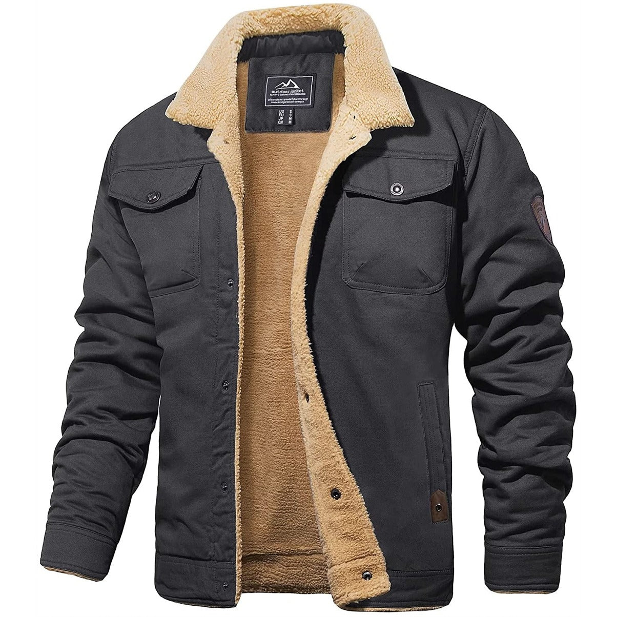 Men's Quilted Lined Jacket with Durable Shell and Multiple Pockets, Relaxed Fit