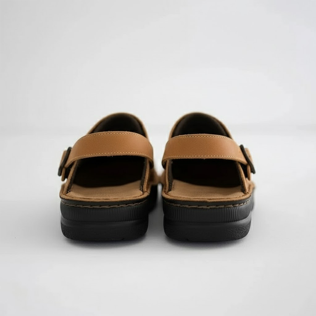 Men's Orthopaedic Clogs with Breathable Leather and Slip-On Design, Cushioned Insole