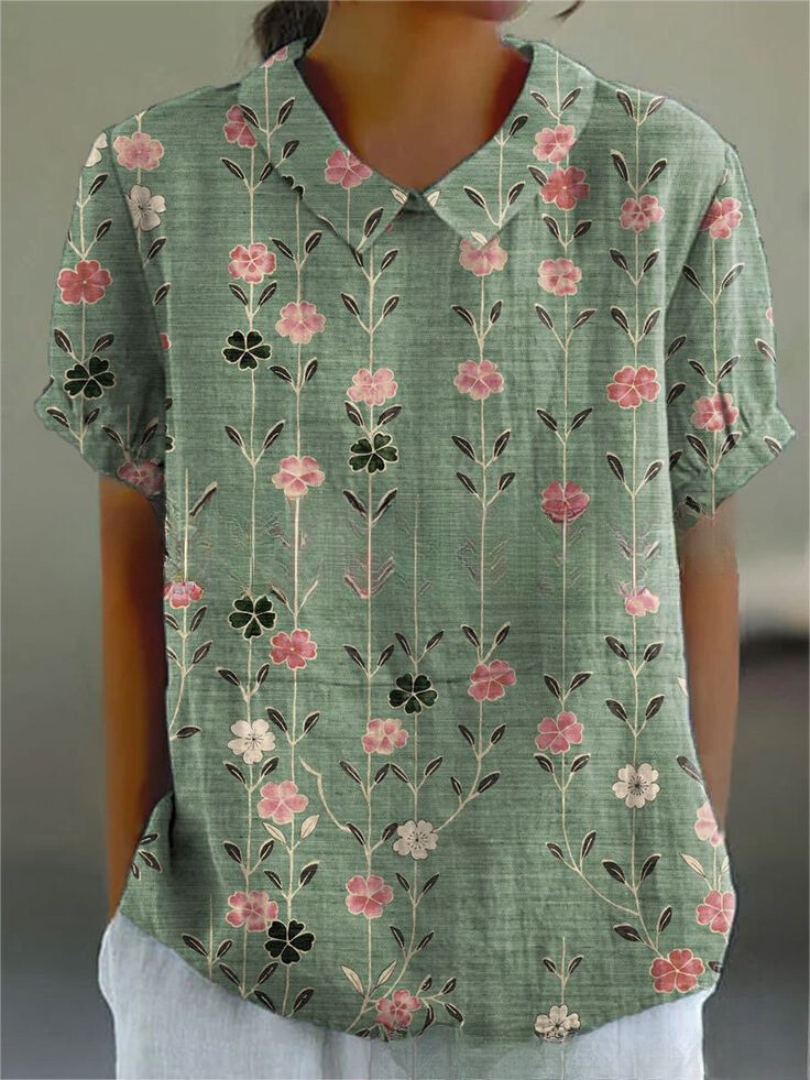Floral Shirt with Lightweight Breathable Fabric and Relaxed Flattering Fit, Machine Washable
