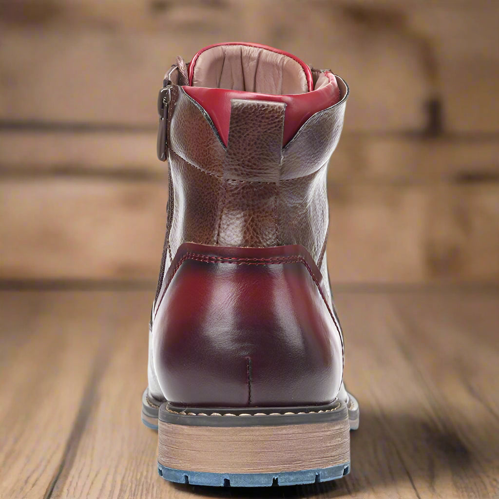 Men's Ankle Boots with Side Zipper and Cushioned Insole, Rubber Traction Sole