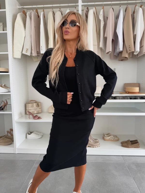 Two-Piece Dress and Top Set with Flowing Silhouette, Breathable Fabric