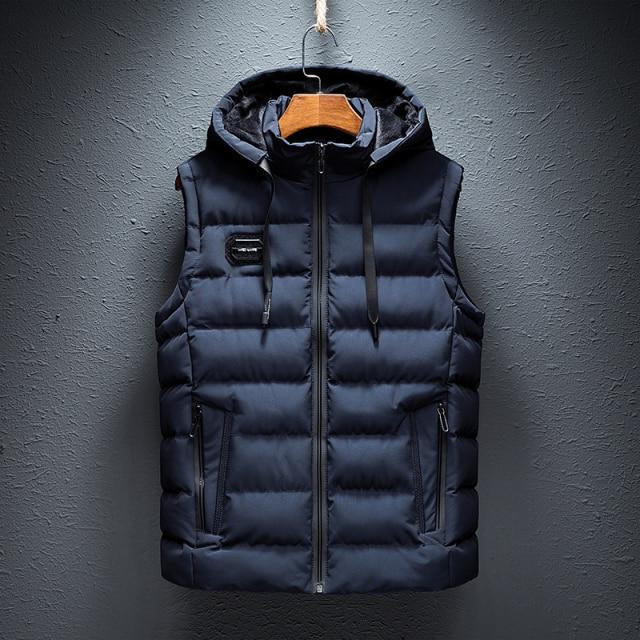 Sleeveless Hooded Vest with Polyester Cotton Blend and Extended Size Range