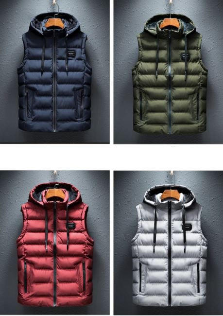 Sleeveless Hooded Vest with Polyester Cotton Blend and Extended Size Range