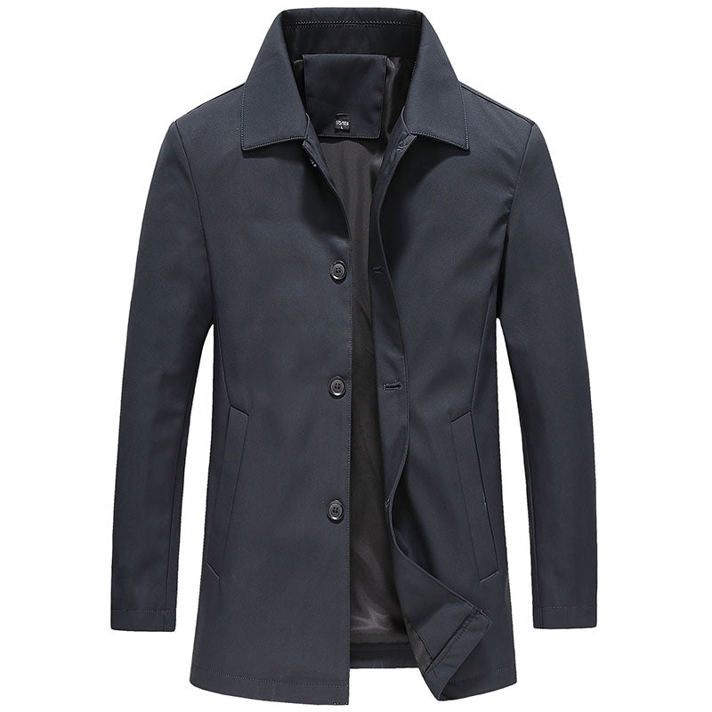 Men's Lightweight Button-Up Jacket with Tailored Fit and Woven Fabric, Machine Washable