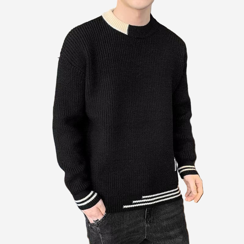 LUMINOVI | Ribbed Crew Neck Sweater-Sweater