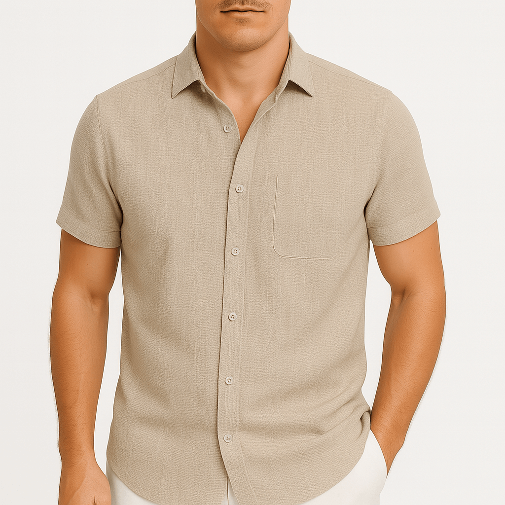 LumiNovi | Linen Lapel Polo Shirt