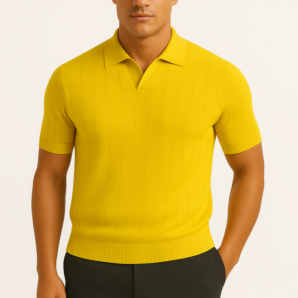 LumiNovi | Striped Cotton Polo Shirt