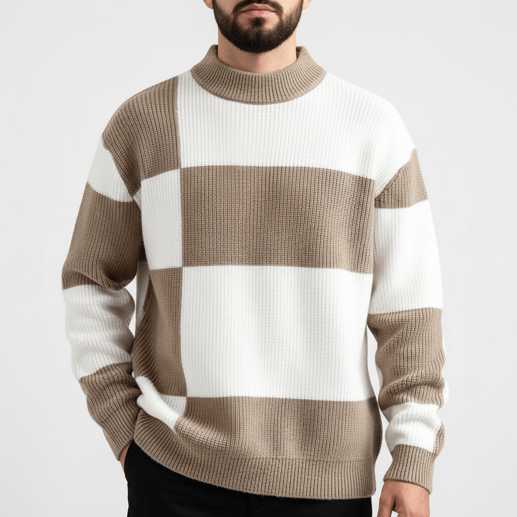 Luminovi | Checkered Knit Sweater-Sweater