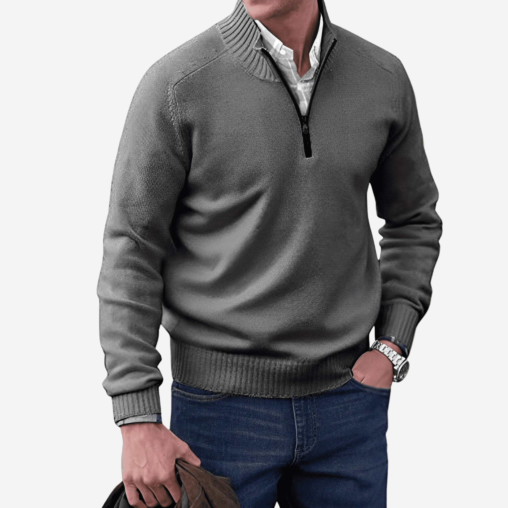 Luminovi | Classic Quarter Zip Sweater-Sweater